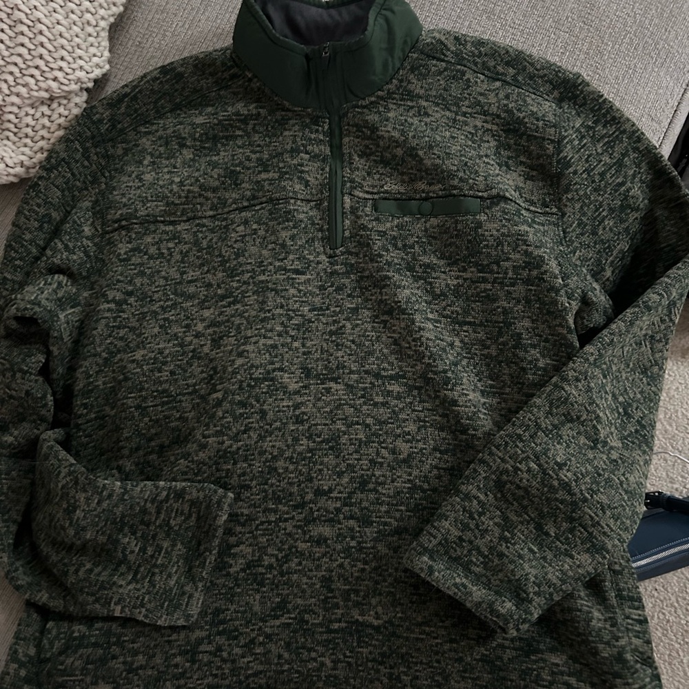 Eddie Bauer Olive Green Fleece quarter-zip